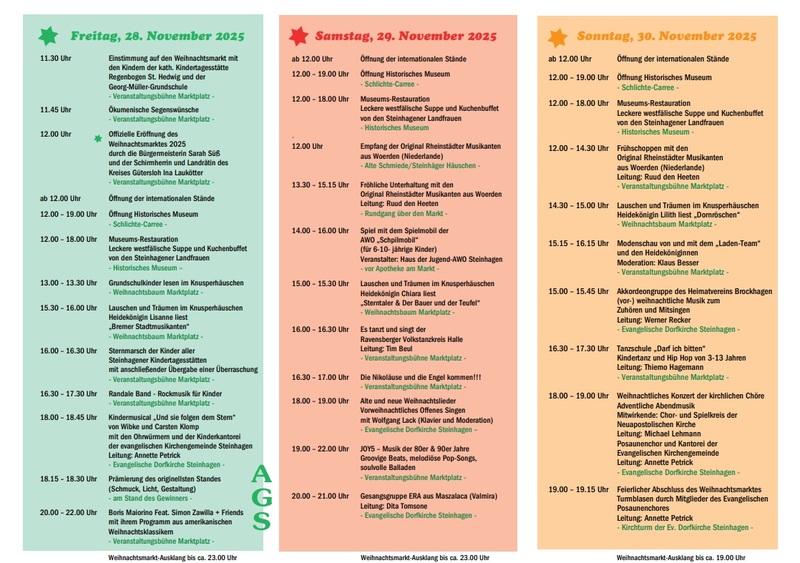 Weihnachtsmarkt Steinhagen Programm
