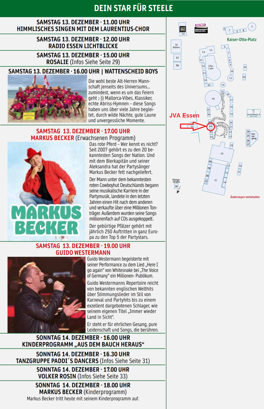 Auszüge aus dem Programm des Steeler Weihnachtsmarktes