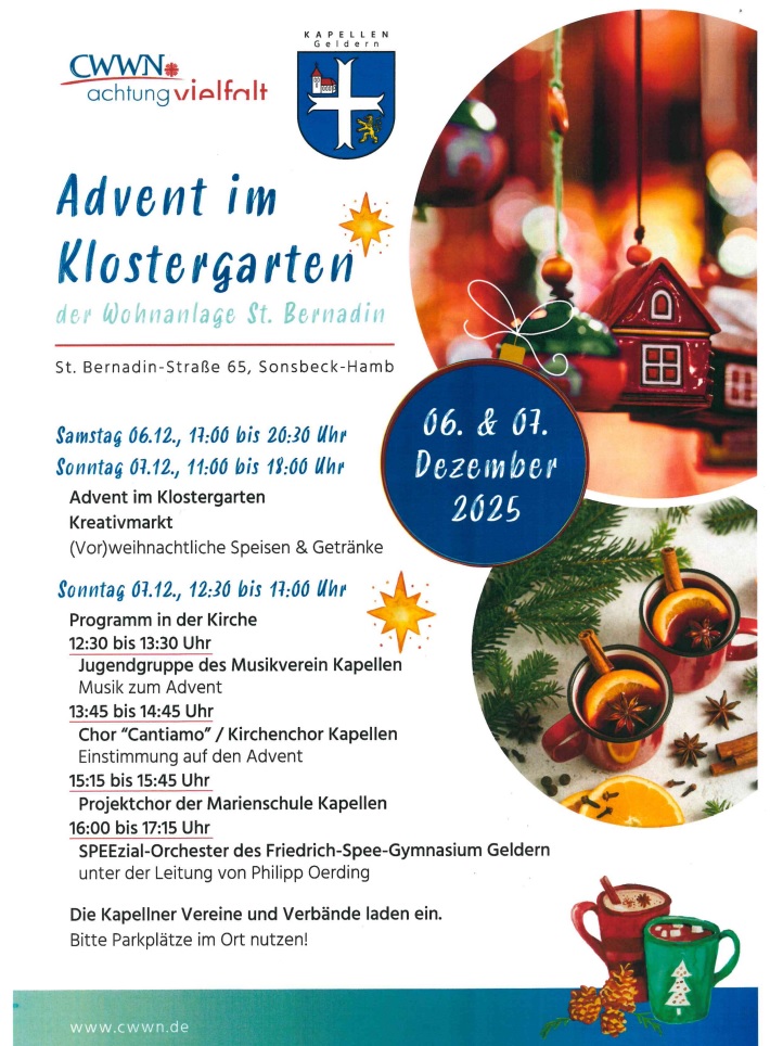Programm des Adventsmarktes in Geldern Kapellen