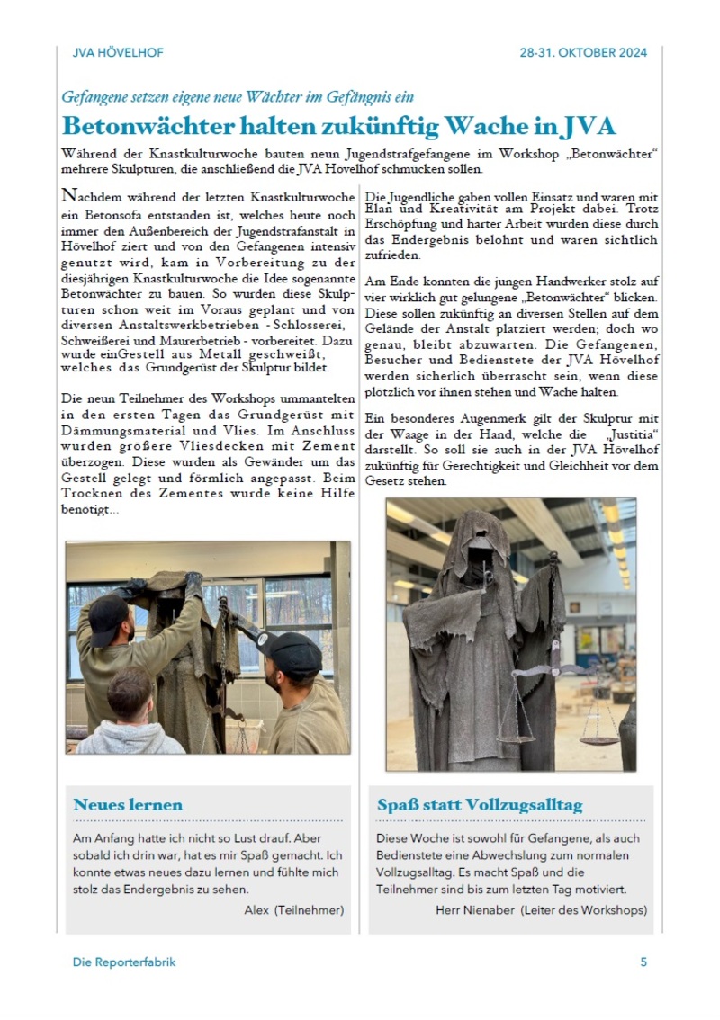 Seite aus der Zeitung zur Knastkulturwoche