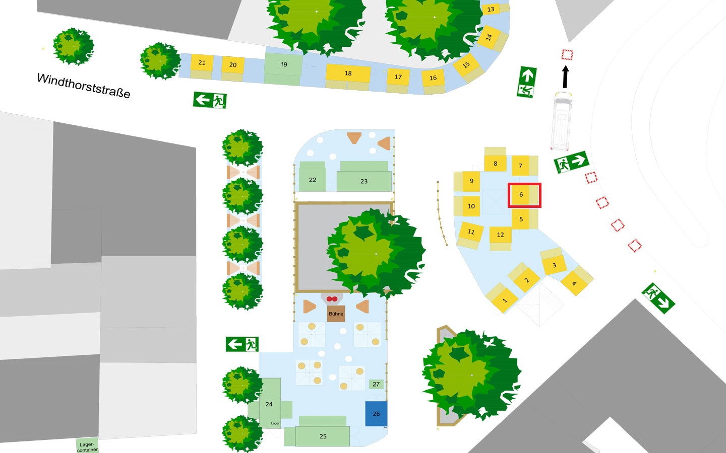 Lageplan mit Standort des Standes der JVA Münster